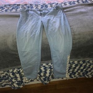 Forever 21 jeans with ties at the bottom